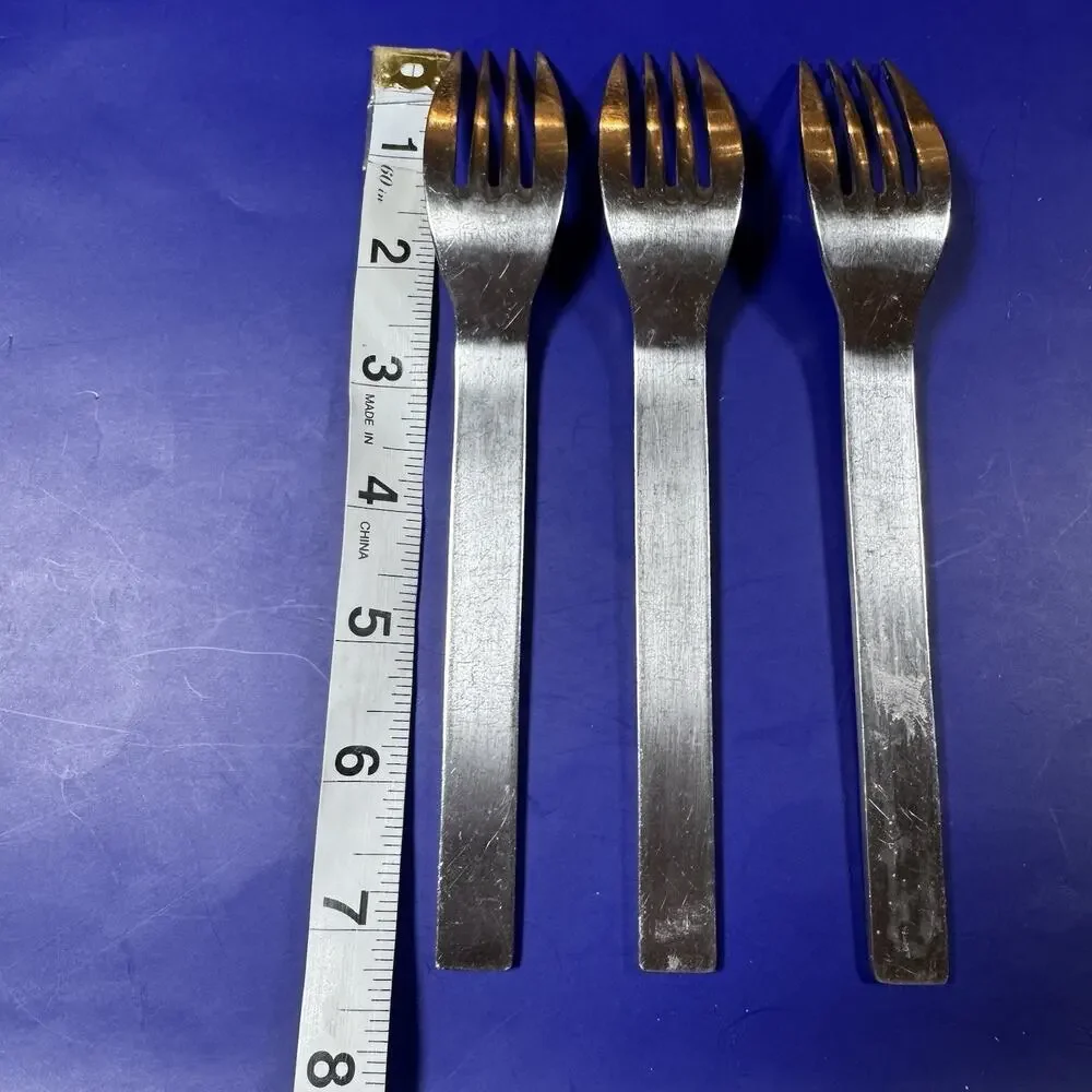 3x Dansk Stainless Thebe Dinner Forks 7 3/8” Glossy Ribbed Handle